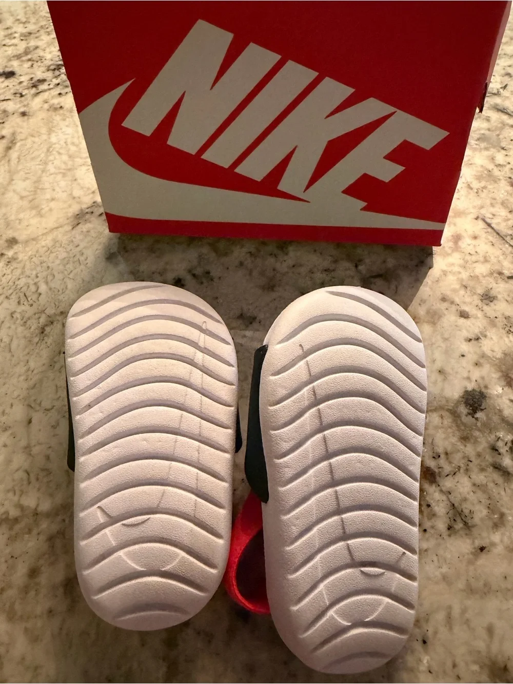 Size 4.5 Nike Baby' Red/Black Slide Sandals